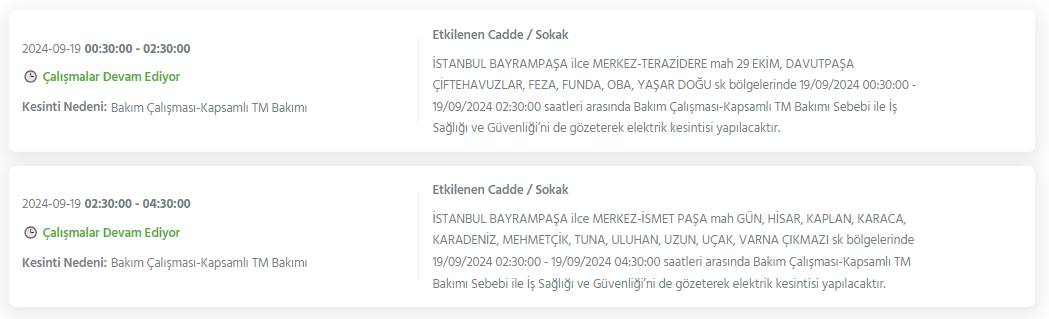 İstanbul'un 19 ilçesinde bu gece yarısından itibaren elektrikler kesiliyor 19